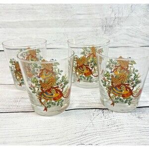 Mikasa Double Old Fashioned Whisky Rocks Glasses Set 4 Holiday Season Pine Cones